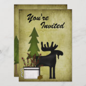 ムース素朴ファミリー懇親会パーティの招待状 招待状 (正面/裏面)