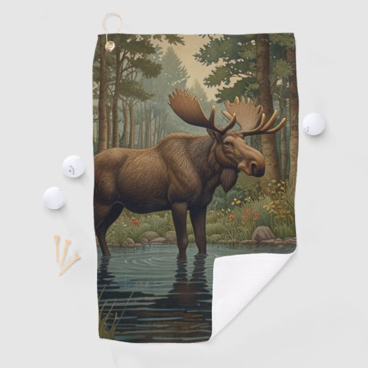 ムース素朴ボホウッドランド森林自然 ゴルフタオル (インサイチュ)