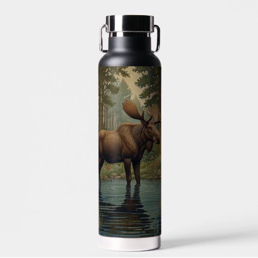 ムース素朴ボホ林森林森林林の緑 ウォーターボトル (正面)