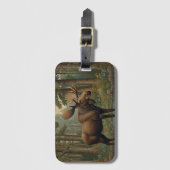 ムース素朴ボホ森林林の緑 ラゲッジタグ (正面縦)