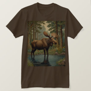 ムース素朴ボホ森林林の緑 Tシャツ