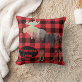 ムース素朴レッドバッファロープレイドネームキャビン クッション (ブランケット)