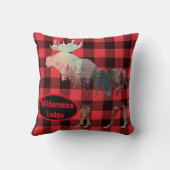 ムース素朴レッドバッファロープレイドネームキャビン クッション (裏面)
