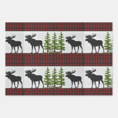 ムース素朴付きレッドブラックバッファロープレイド ラッピングペーパーシート (正面)