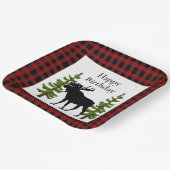 ムース素朴誕生日付き赤バッファロープレイド ペーパープレート (傾斜あり)