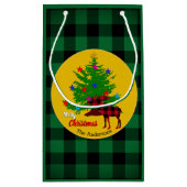 ムース素朴、クリスマスツリー、家族の名前、プレイド スモールペーパーバッグ (裏面)