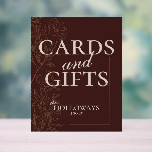 ムース結婚・ブラウンのブライダルシャワーカードとギフト アクリルサイン (ニュートラル)