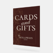 ムース結婚・ブラウンのブライダルシャワーカードとギフト アクリルサイン (傾斜)