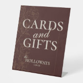 ムース結婚・ブラウンのブライダルシャワーカードとギフト 台座サイン (正面)