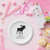 ムース絵画のシルエットワイルダネス誕生日 ペーパープレート (パーティー)