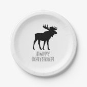 ムース絵画のシルエットワイルダネス誕生日 ペーパープレート (正面)