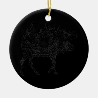 ムース自然アラスカハイキング魚釣りキャンプ セラミックオーナメント