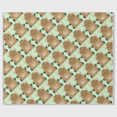 ムース赤ちゃんシャワーグリーン ラッピングペーパー (フラット)