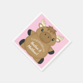 ムース赤ちゃんシャワーピンク スタンダードカクテルナプキン (角)