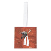 ムース飛んでいるブッシュパイロット キューブオーナメント (正面)