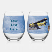 ムース飛んでいる航空デハビラン・オッター ステムなしワイングラス (裏面)