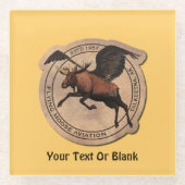 ムース飛んでいる航空用パッチ ガラスコースター (正面)