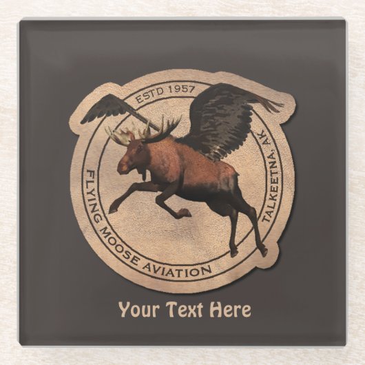 ムース飛んでいる航空用パッチ ガラスコースター (正面)