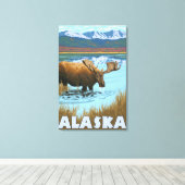 ムース飲料水ヴィンテージ旅行ポスター キャンバスプリント (インサイチュ (ウッドフロア))