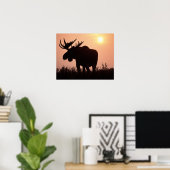 ムース、アルセス・アルケス、大きな〔雄ジカの〕枝角の雄牛。 ポスター (ホームオフィス)