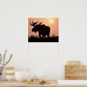 ムース、アルセス・アルケス、大きな〔雄ジカの〕枝角の雄牛。 ポスター (キッチン)