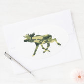 ムース/エルクウッドランドカモフラージュ/迷彩柄 楕円形シール (封筒)