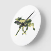 ムース/エルク·ウッドランド·カモフラージュ/迷彩柄 ラウンド壁時計 (傾斜)