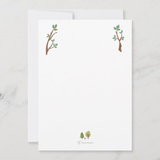 ムース • 森の木々の中で暮らす動物のイラスト サンキューカード (裏面)