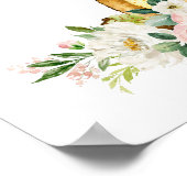 ムース、森林動物、ボホ、ピンク色の花 ポスター (角)