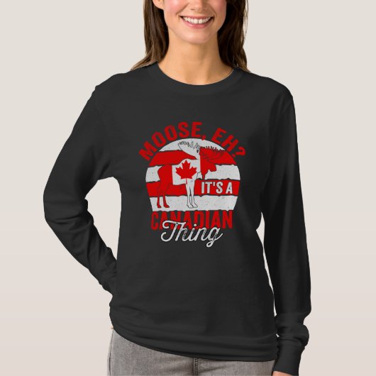 ムースEhカナダ国旗カナダ日メープルリーフ女性 Tシャツ (正面)