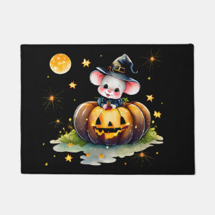ムーセイウィッチハロウィーンドアマットブラックバックグラウンド ドアマット