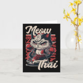 ムータイファイターキャットムエタイボクシングキャット男性へ カード (黄色い花)