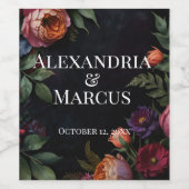 ムーディなダークビンテージの花 ワインラベル (シングルラベル)