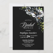 ムーディなブラックフラワーのブライズシャワー 招待状 (正面)