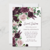 ムーディな情熱 | ドラマチックなパープルワインバースデー 招待状 (正面)