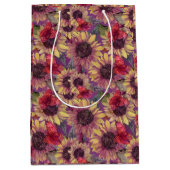 ムーディな蝶とヒマワリ ミディアムペーパーバッグ (正面)