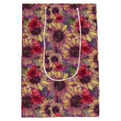 ムーディな蝶とヒマワリ ミディアムペーパーバッグ (裏面)