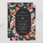 ムーディはっきりしたフローラアーチオーバル結婚式招待状 招待状 (正面/裏面)