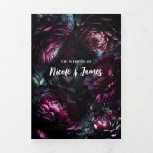 ムーディはっきりしたーな花に魅了されたフローラ結婚の 三つ折り招待状 (カバー)