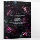 ムーディはっきりしたーな花に魅了されたフローラ結婚の 三つ折り招待状 (内部最初)