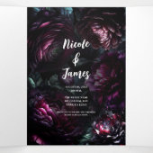 ムーディはっきりしたーな花に魅了されたフローラ結婚の 三つ折り招待状 (内部中)