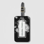 ムーディはっきりしたーパインタリーの花の白黒 ラゲッジタグ (正面縦)