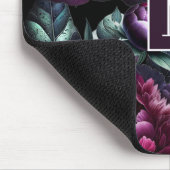 ムーディはっきりしたーフラワーブラックエンチャントフローラガーデン マウスパッド (コーナー)