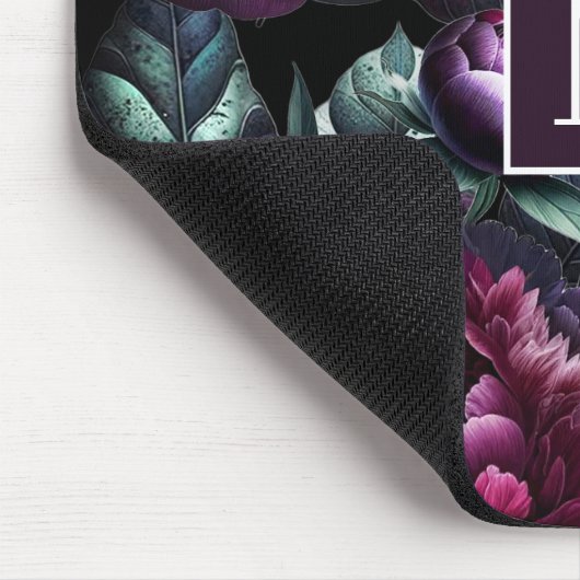 ムーディはっきりしたーフラワーブラックエンチャントフローラガーデン マウスパッド (コーナー)
