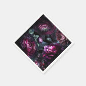 ムーディはっきりしたーフラワーブラックエンチャントフローラ結婚ズ スタンダードカクテルナプキン (角)