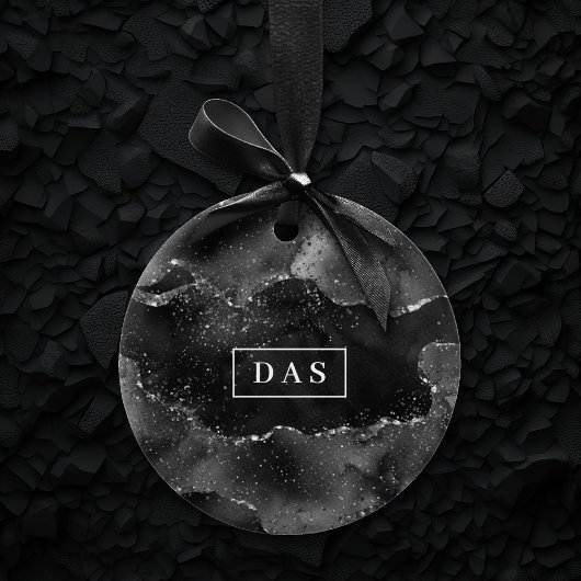 ムーディアゲート |オニックスブラックシルバーゴシックグラムモノグラム セラミックオーナメント