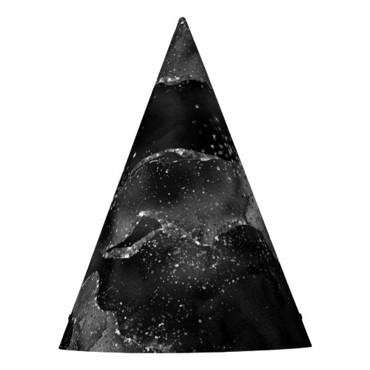 ムーディアゲート |オニックスブラックシルバーバンピーゴシックグリッター パーティーハット (正面)