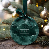 ムーディアゲート |ティール(緑がかった色)グリーンマラカイトリッチモノグラム セラミックオーナメント