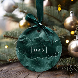 ムーディアゲート |ティール(緑がかった色)グリーンマラカイトリッチモノグラム セラミックオーナメント