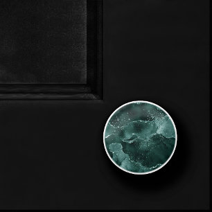 ムーディアゲート  ティール（緑がかった色）グリーンマラカイトリッチ宝石トーン セラミックノブ